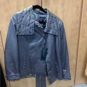 NWT Idle Gray Leather Jacket for Women XL